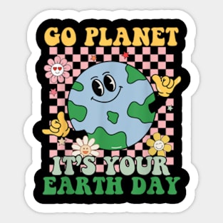 Go Planet Its Your Earth Day 2024 Teacher Kids Cute Earth Sticker